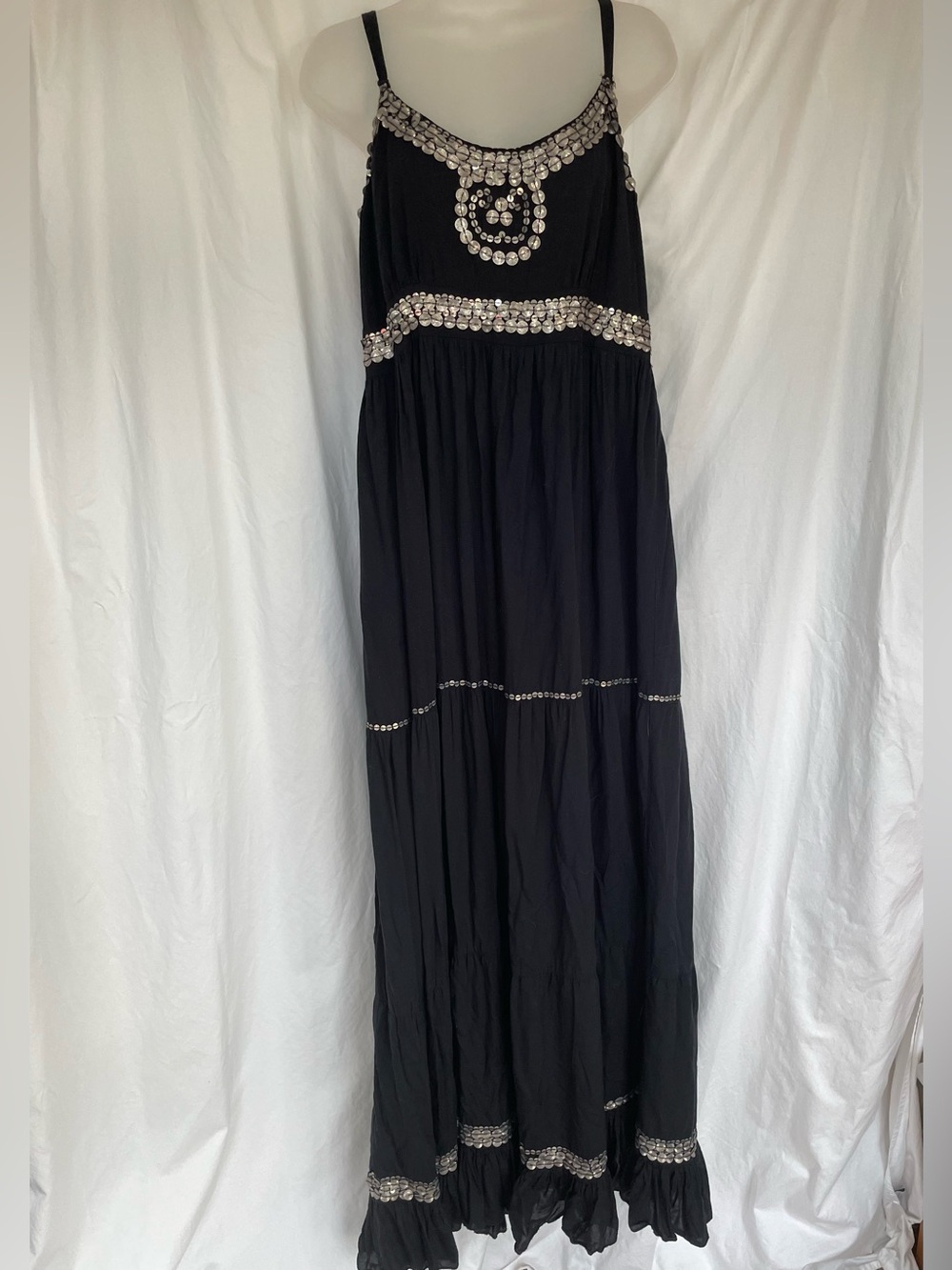 le chateau Black Maxi Dress with Silver Embellishments